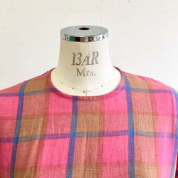 セール価格★鮮やかチェック❤️フレア袖のブラウス ピンク（サイズフリー L〜 L L） 4枚目の画像