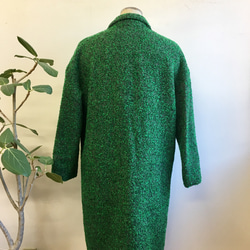 銷售價格★復古綠色❤️粗花呢編織量身定制的長外套綠色（免費L〜LL），帶襯裡 第8張的照片