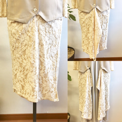 銷售價格★翻新衣服❤️蕾絲最佳2way禮服米色（M 9號） 第8張的照片