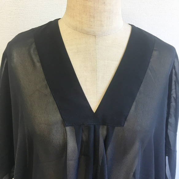 銷售價格★一種獨特的❗️成人透明❤️V領雪紡連衣裙黑色（免費L〜LL） 第3張的照片