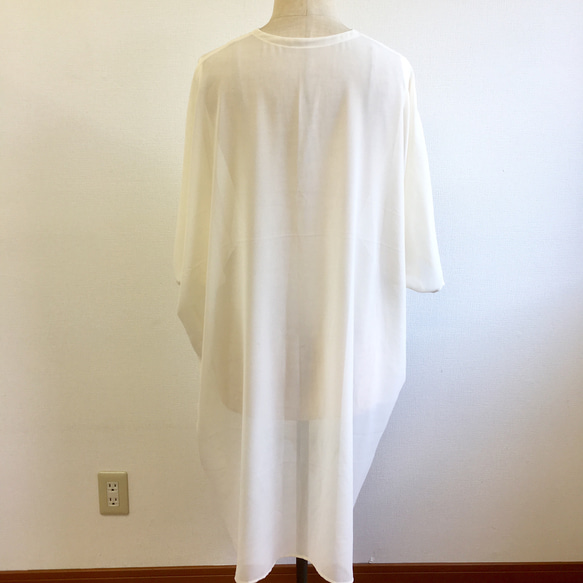 促銷價★獨一無二❗️成人透視❤️V領雪紡連衣裙米白（無尺碼L-LL） 第7張的照片