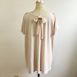 銷售價格★飄逸的袖子❤️束腰上衣，飄帶袖後有緞帶，米色粉紅色（L至LL碼免費） 第8張的照片