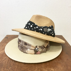 銷售價格❤️設計色帶駱駝M〜L的稻草狀折疊帽頭圍57厘米（帶尺寸調節繩） 第8張的照片