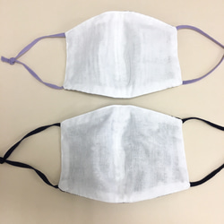 2 件套❤️ 棉和紗布材質 3D 帶線面罩（成人標準尺寸）海軍藍色花卉圖案，灰色條紋 第4張的照片