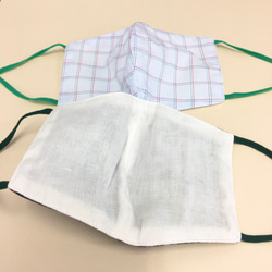 2 件套❤️ 棉和紗布材質 3D 帶線面罩（成人正常尺寸）黑色花卉圖案，淺藍色束腰外衣 第3張的照片