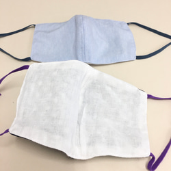受歡迎的再次上架❗️夏季口罩★2件套❤️透氣的紗布材料3D面膜帶金屬絲（成人正常尺寸）藏青色圓點，淺藍色 第4張的照片