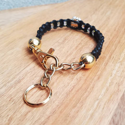 レザーleather犬の首輪★gold★椿【スワロクリスタル】 ホワイトカメリア[お好きな革色]★金色金具★ 5枚目の画像