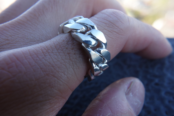 Jumbo Silver Chain Ring "square" 3枚目の画像