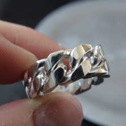 Jumbo Silver Chain Ring "square" 4枚目の画像