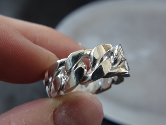 Jumbo Silver Chain Ring "square" 4枚目の画像