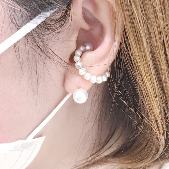 珍珠珍珠耳夾（一隻耳朵） 第2張的照片