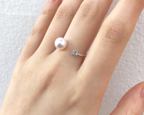 モスアクアマリンとアコヤパールリング and Pearl - アクアマリンリング – KAJITA
