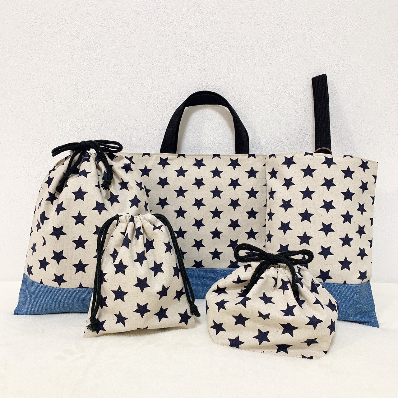 送料無料❤【入園・入学】高学年まで使えるシンプルデニム×星柄お買い得5点セット 5,100円