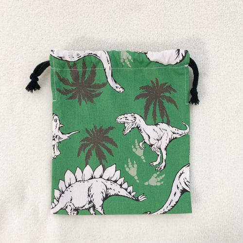 ✳︎ハンドメイド✳︎恐竜柄 グレー コップ袋 マスク入れなどにも