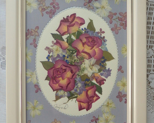 お値引き価格】訳あり押し花アート額【タテ54cm×ヨコ45cm】 華麗
