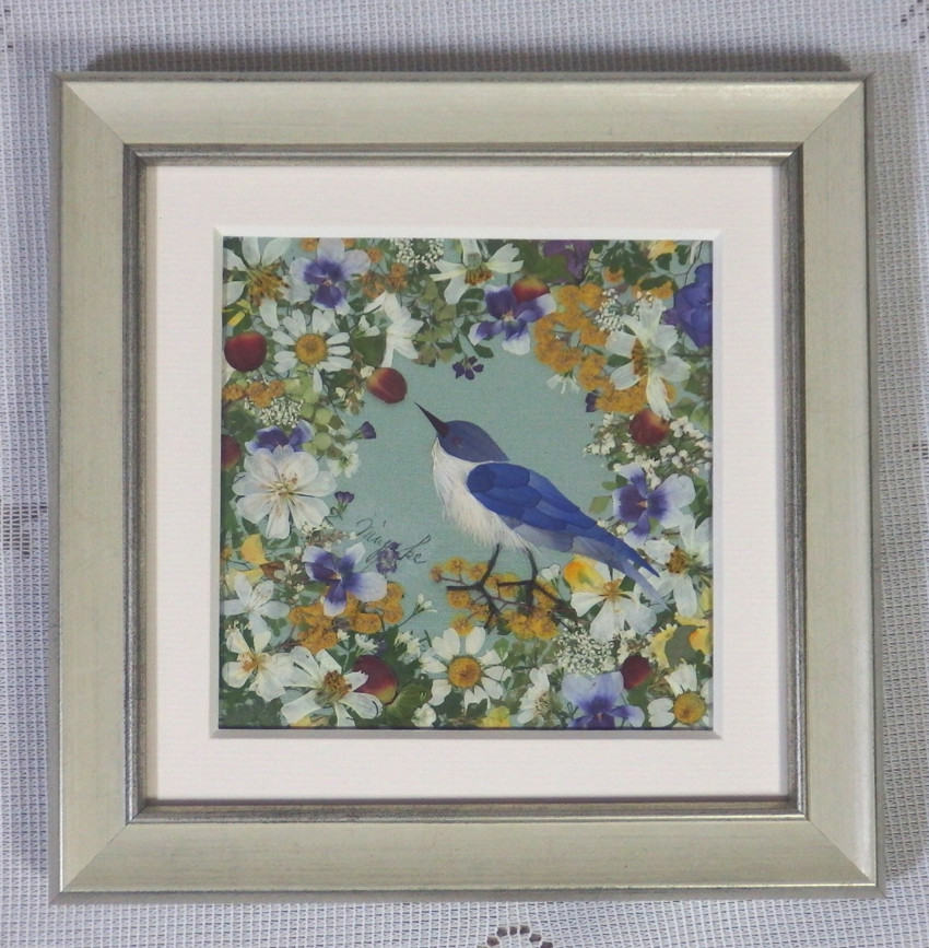 押絵 花菖蒲 ハントメイド インテリア アンティーク 鳥 美術品