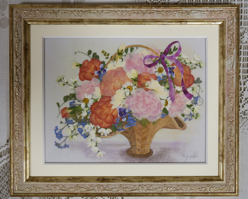 【絵画作品】カーネーション【額付き】 カーネーション【額付き】」 by 古志 泰子｜Artmeter｜暮らしを