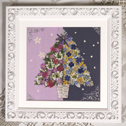押し花 押し花額 押し花アート クリスマスツリー 可愛い 豪華 小花が
