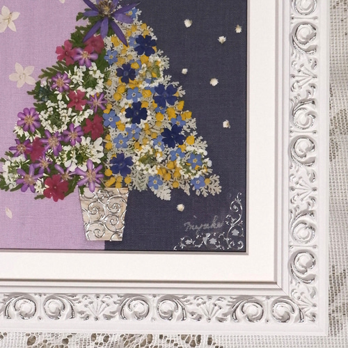 押し花 押し花額 押し花アート クリスマスツリー 可愛い 豪華