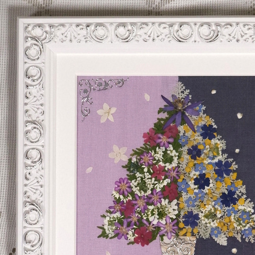 押し花 押し花額 押し花アート クリスマスツリー 可愛い 豪華