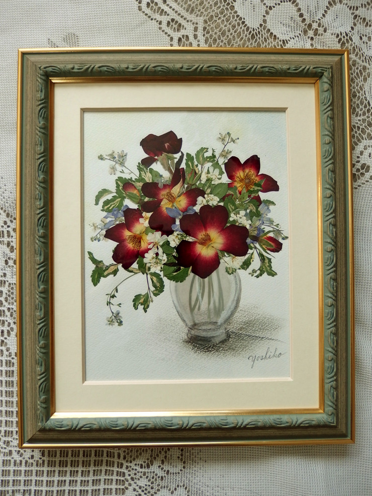 アンティーク 額縁 アートフラワー 押花 まとめて5点 デッサン アンティーク 額縁 アートフラワー 押花 まとめて5点 デッサン