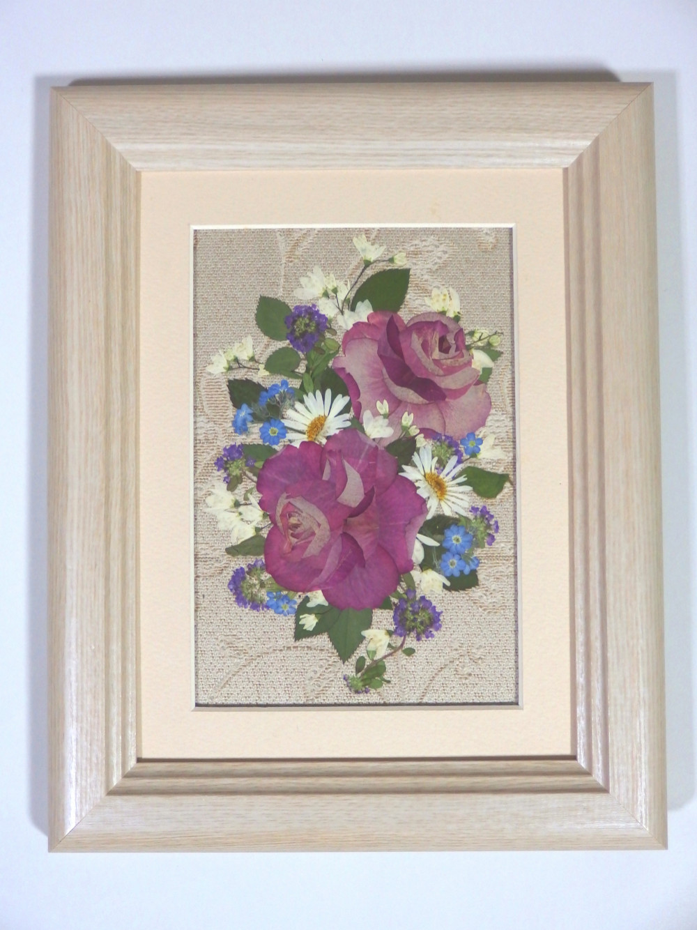 超美品！原画 最高級プラチナ箔を押したピンクと紫の薔薇 箔押し