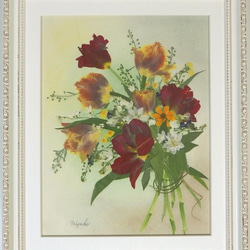 【税込?送料無料】 チューリップの押し花額 卒業祝 入学祝 就職祝 ホワイトデー 絵画