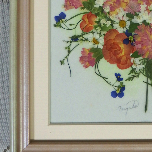 押し花額  『花束』 （ハンドメイド） 豪華で華やかな薔薇の花束 押し花アート額 その他インテリア雑貨