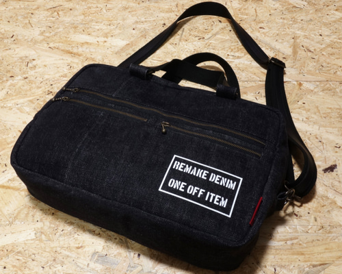 リメイクデニムバッグ 2WAYバッグ 芯材入り A4ファイル収納可能 RD90
