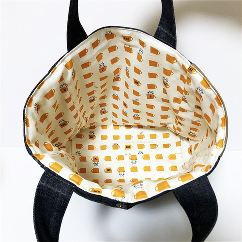 デニムリメイク☆BICバッグ☆カーキ☆ハンドメイド 0_c9d8b746272355d2d3f3a900117a
