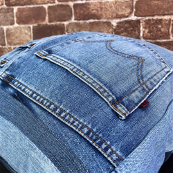 クッションカバー リメイクデニム 45×45 ウォッシャブル ジーンズリメイク ポケット付き RD76 5枚目の画像