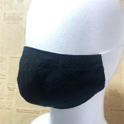 立体マスク 布マスク ブラック 黒 大人サイズ ゴム紐使用 2枚目の画像