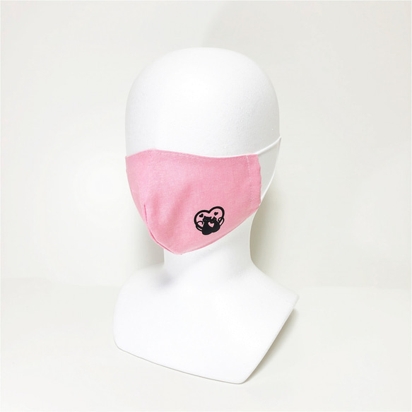 立体マスク 猫 ピンク ハート LOVE 布マスク 大人サイズ ゴム紐使用 2枚目の画像