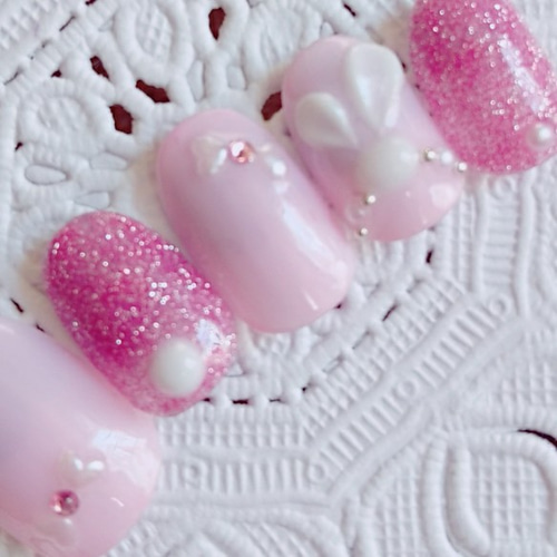 3dネイルパーツ ネイル ネイルパーツ リボン うさぎ ピンク ネイルパーツ うさ耳 うさぎ ピンク 5個 ネイルパーツ トレカ