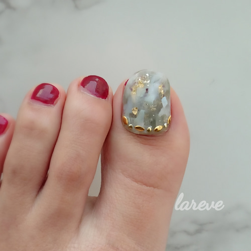 フットネイル 4色から選べる♡ ニュアンス/天然石/親指ネイル  