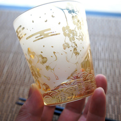 琥珀桜の鶴富士グラス 1枚目の画像