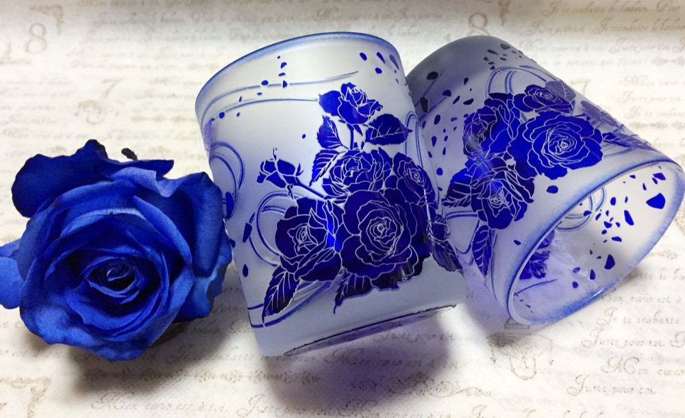 蒼い薔薇グラス