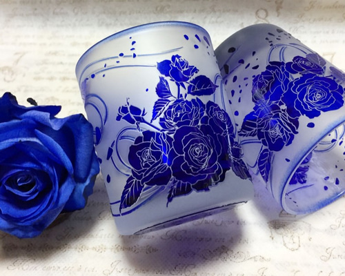 蒼い薔薇グラス グラス ART空（アートクー） 通販 6487906｜Creema