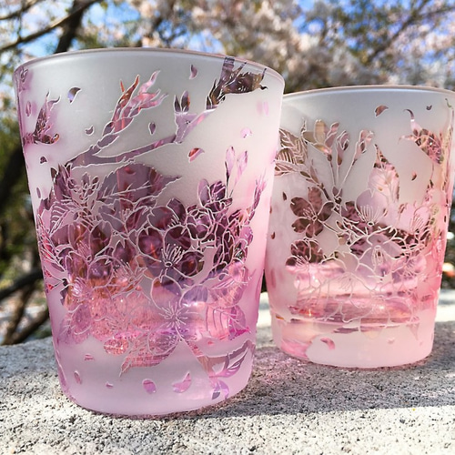 淡紫紅桜グラス グラス ART空（アートクー） 通販 6771321｜Creema