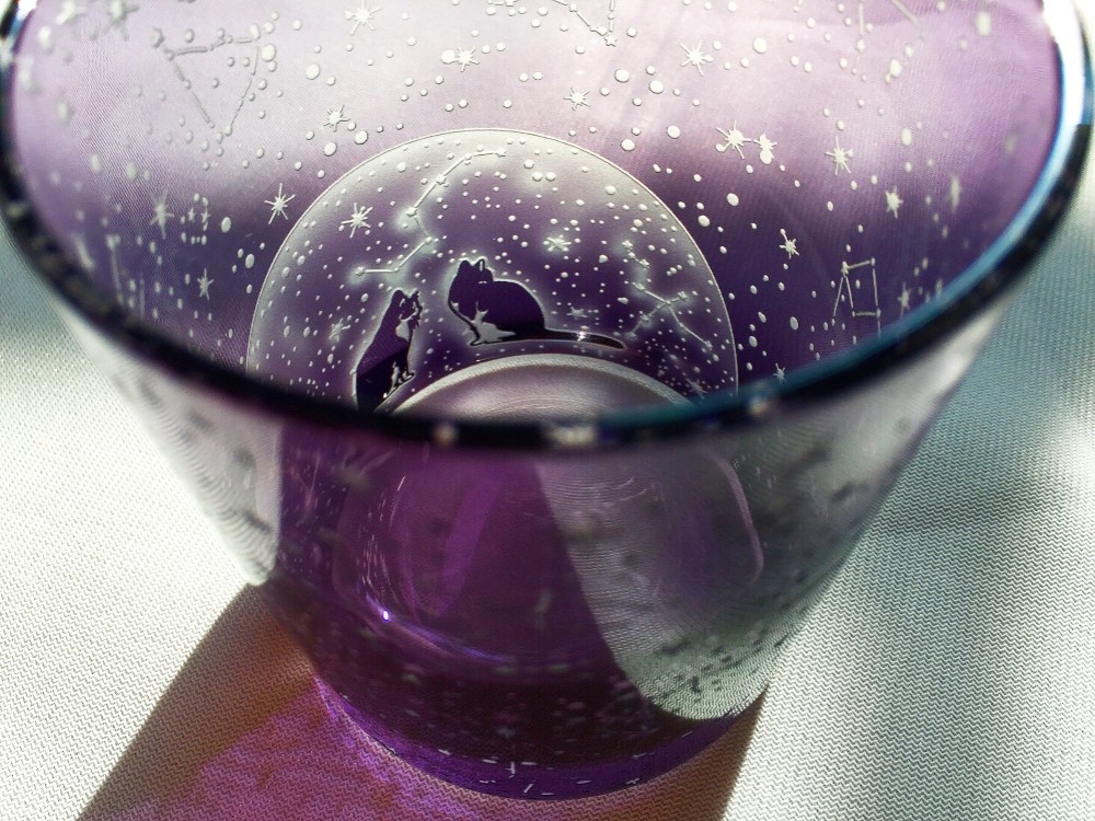 二藍の恋月星座グラス