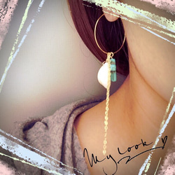 turquoise shell hoop pierce 2枚目の画像