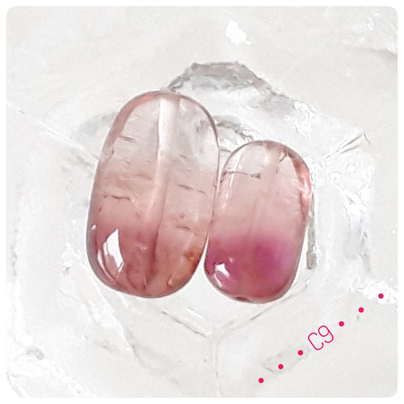 1点物！宝石質桜色バイカラートルマリン　(穴有り)C9 1枚目の画像