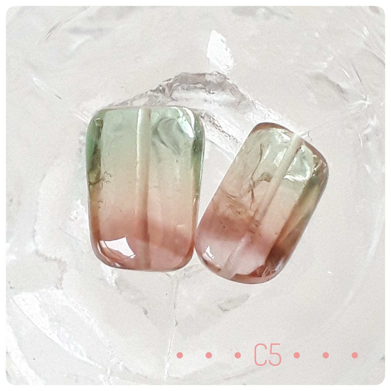 1点物！宝石質春色バイカラートルマリン　(穴有り)C5