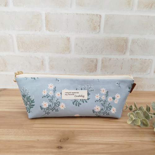 ★220★文房具柄〈水色〉ペンケース☆ハンドメイド 水色花柄のペンケース♪マチあり ペンケース kotomo 通販 13080708