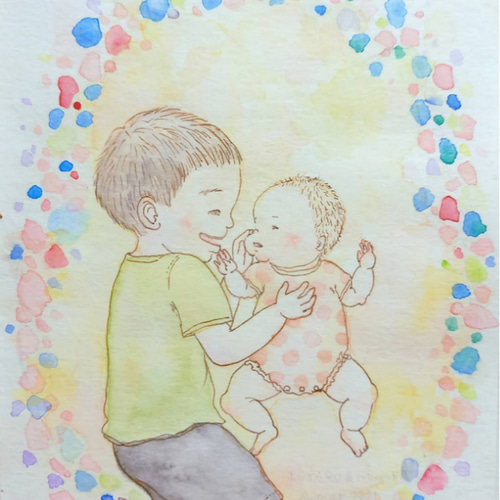 2L判オーダー原画】赤ちゃん·こどもの絵 受注制作 絵画 イラスト