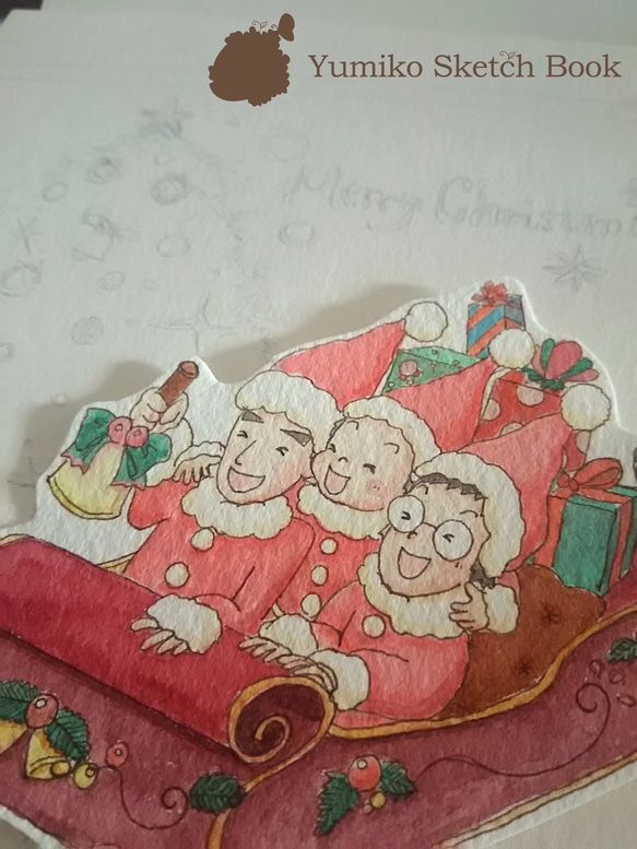 【Xmas限定：受注制作】『クリスマスイラスト☆似顔絵サンタさん』アートBOX 7枚目の画像