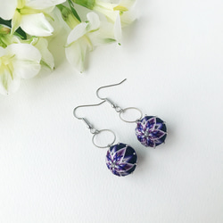 [定做]額頭繡球Temari耳環*藍紫色Aya 第3張的照片