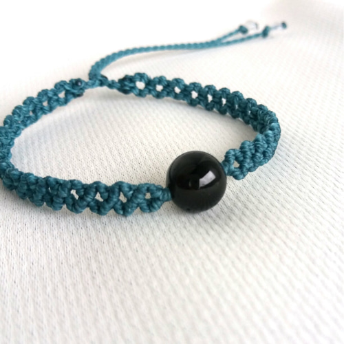 ブラックトルマリン ロンバスチェーンブレスレット ブルーグリーン