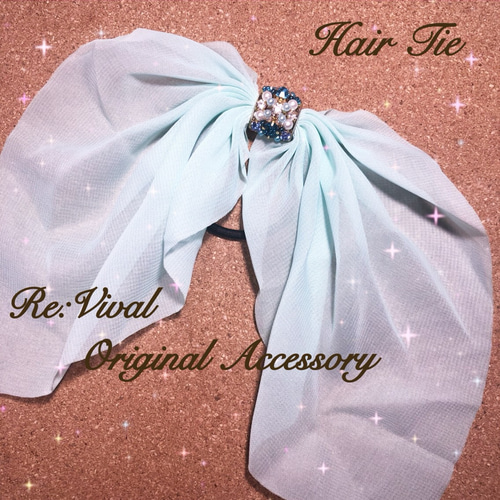 リボン×ビジュー【ライトブルー】ヘアゴム ヘアゴム Re:Vival 通販 