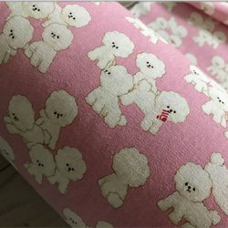 生地幅(110)×50cm ⑅綿麻キャンバス ⑅ ビションフリーゼ 犬 pink ୨୧ ⑅ 2枚目の画像